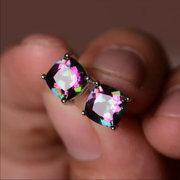 Jewelry - New Unisex Colorful Rainbow Square Stud Earrings